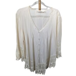 Solitaire Crochet Button Down Top Sx 1x